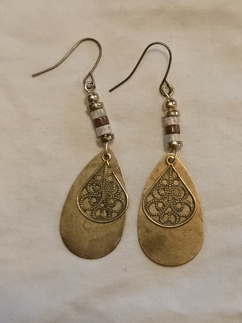 Gold Teardrop Filigree Dangle Earrings - Women Jewelry